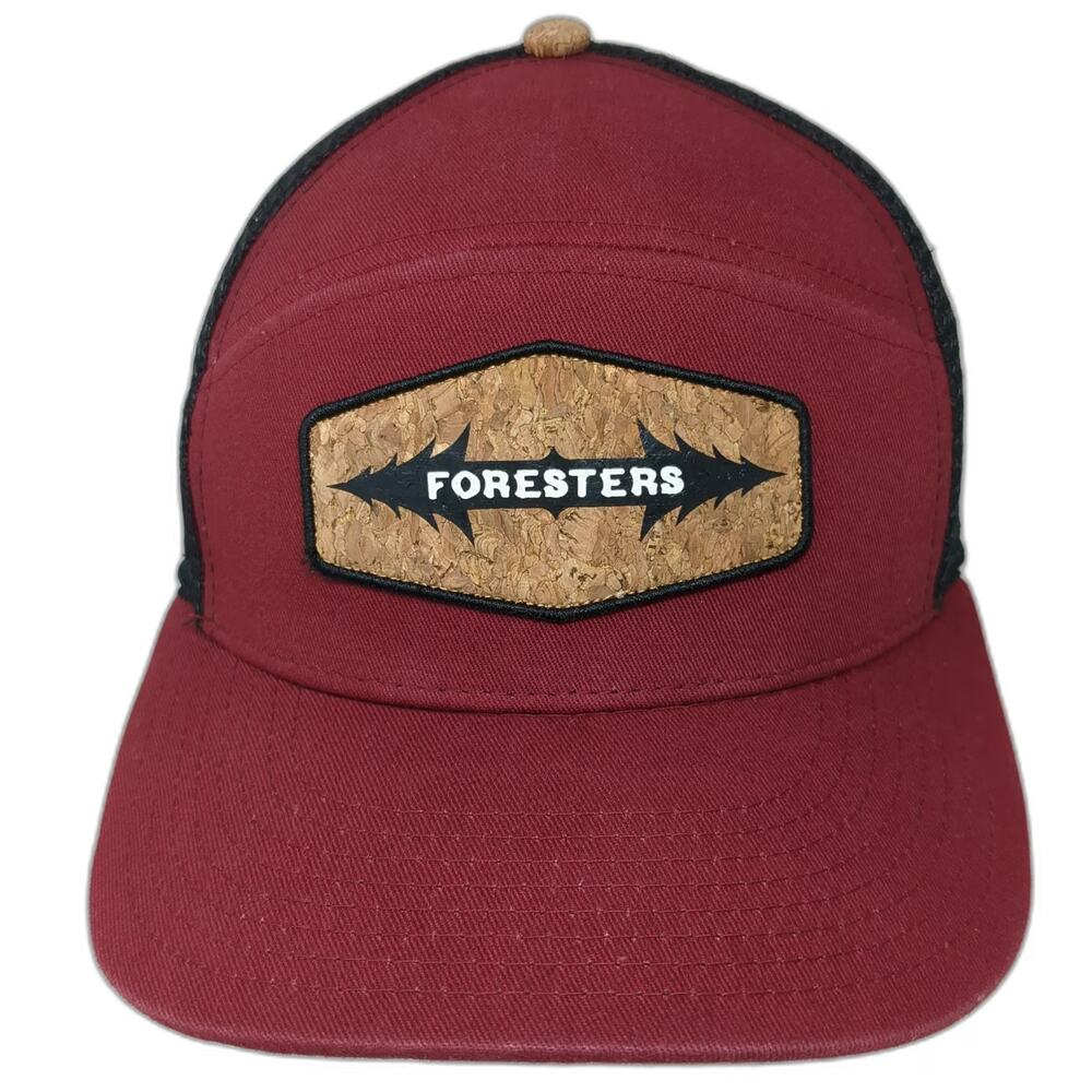 Pukka Trucker Hat Red One Size Foresters Cork Patch Mesh Back Snapback Cap